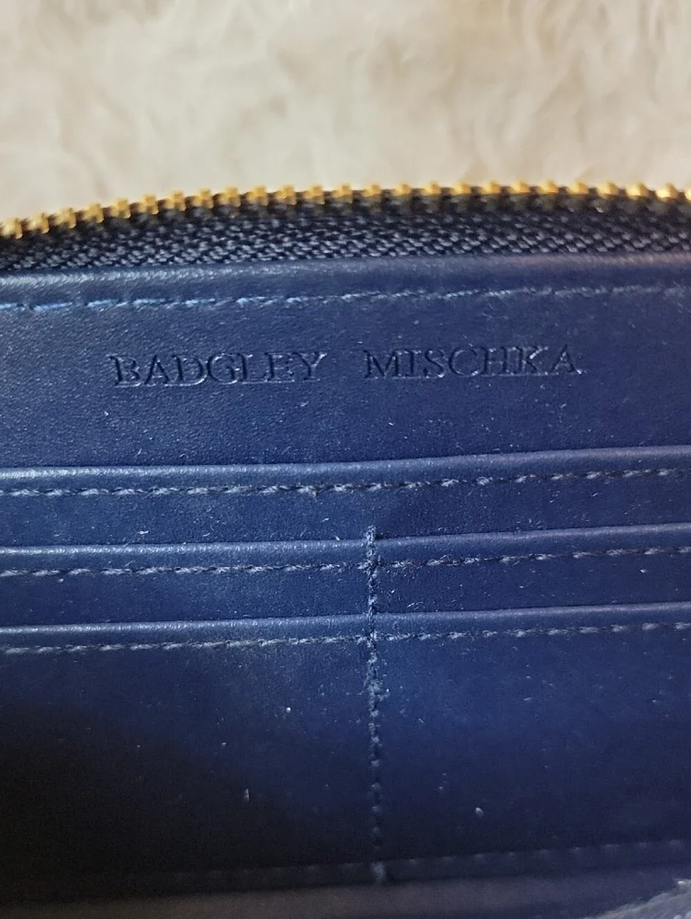 NWT Badgley Mischka Navy Studded Wristlet With Separate Phone Compartment